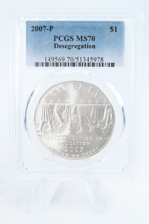 2007-P PCGS MS70 Desegregation Silver Modern Commemorative Dollar