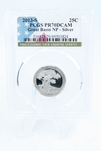 2013-S PCGS PR70DCAM Silver Great Basin NP Quarter Proof 25C