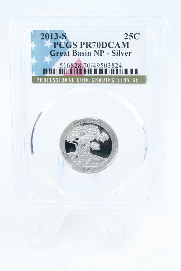 2013-S PCGS PR70DCAM Silver Great Basin NP Quarter Proof 25C