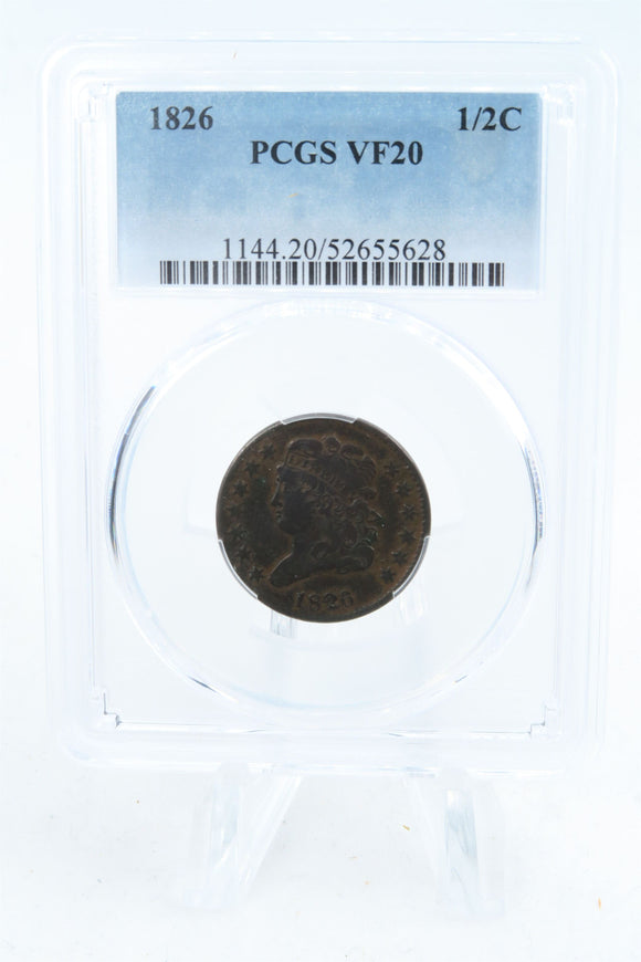 1826-P PCGS VF20BN Classic Head Half Cent Business Strike