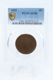 1853-P PCGS AU50BN Braided Hair Cent Business Strike 1C