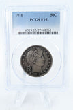 1910-P PCGS F15 Barber Half Dollar Business Strike 50C
