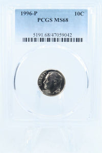 1996-P PCGS MS68 Roosevelt Dime Business Strike 10C