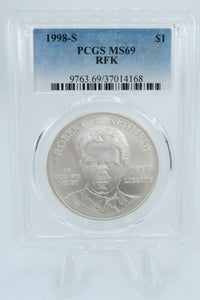 1998-S PCGS MS69 RFK Robert F Kennedy Silver Dollar Business Strike