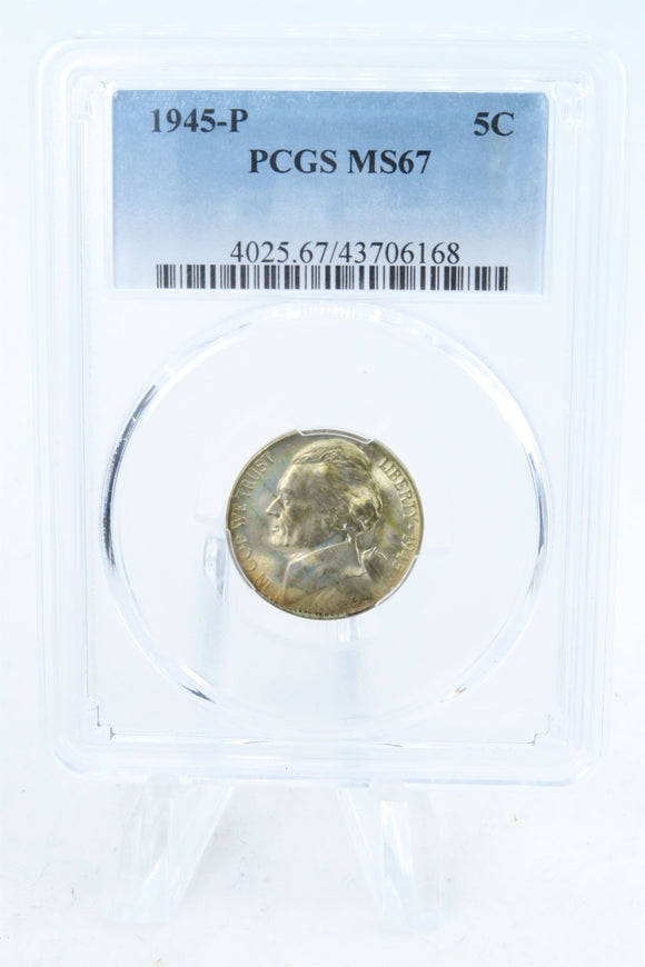 1945-P PCGS MS67 Jefferson War Nickel Business Strike 5C