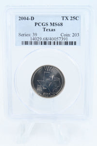 2004-D PCGS MS68 Texas State Quarter Business Strike 25C