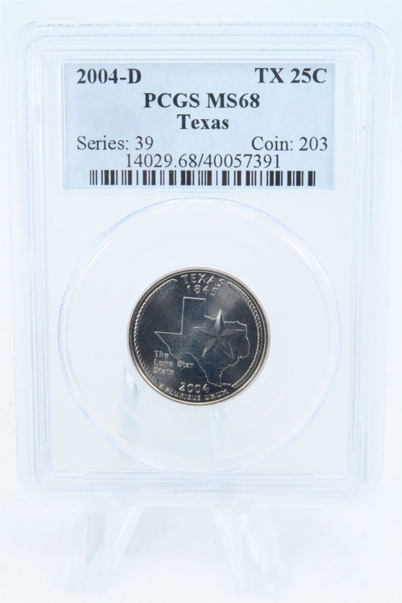 2004-D PCGS MS68 Texas State Quarter Business Strike 25C