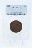 1838-P PCGS VF25BN Coronet Head Cent Business Strike 1C