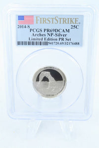 2014-S PCGS PR69DCAM Silver Limited Edition Arches NP Quarter Proof 25C