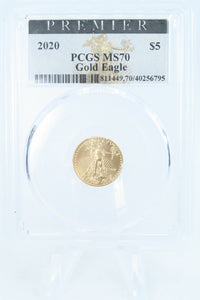 2020-P PCGS MS70 1/10th oz Gold Eagle Business Strike