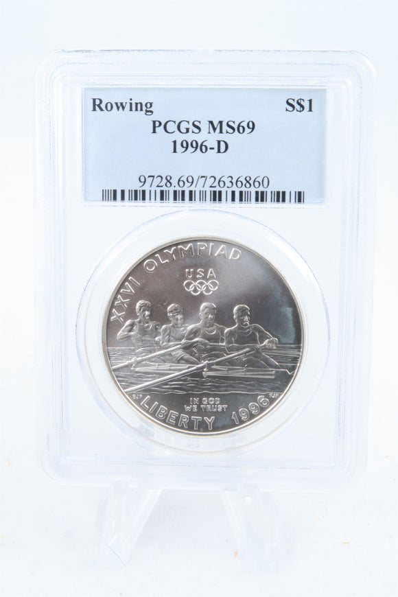 1996-D PCGS MS69 Rowing Silver Modern Commemorative Dollar