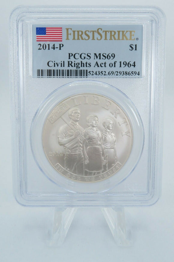 2014-P PCGS MS69 Civil Rights Act of 1964 Silver Dollar Business Strike