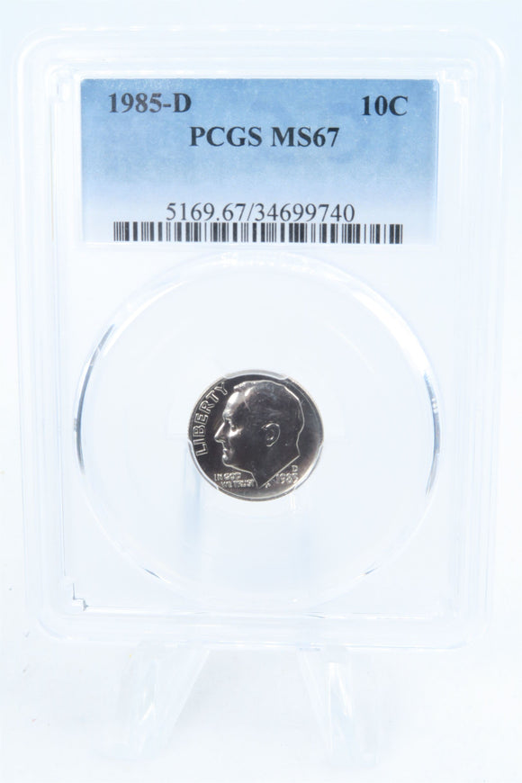 1985-D PCGS MS67 Roosevelt Dime Business Strike 10C