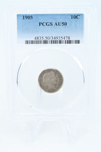 1905-P PCGS AU50 Barber Dime Business Strike 10C