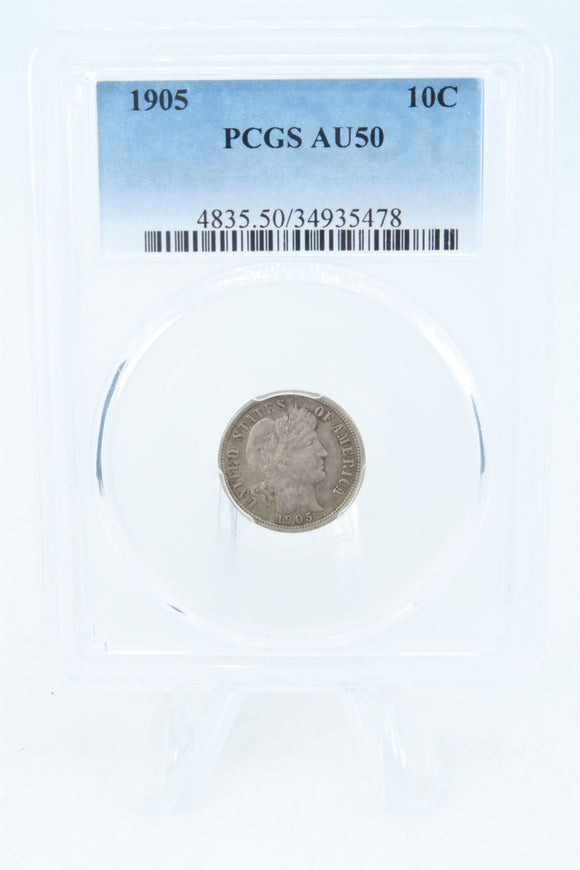 1905-P PCGS AU50 Barber Dime Business Strike 10C