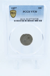 1857-P PCGS VF30 Liberty Seated Dime Business Strike 10C