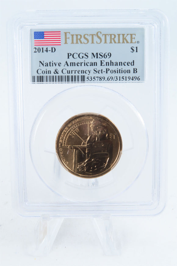 2014-D PCGS SP69 Native American Enhanced Position B Dollar