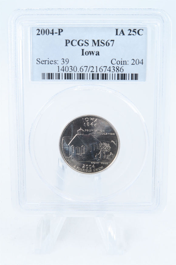 2004-P PCGS MS67 Iowa State Quarter Business Strike 25C