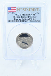 2014-S PCGS PR70DCAM Silver Limited Edition Shenandoah NP Quarter Proof 25C