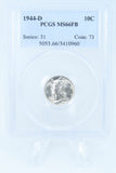 1944-D PCGS MS66FB Mercury Dime Business Strike 10C