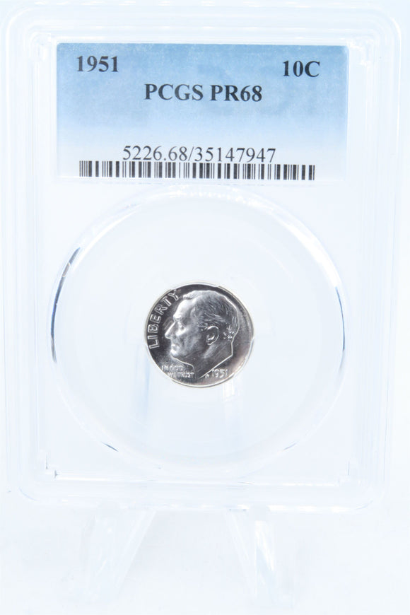 1951-P PCGS PR68 Roosevelt Dime Proof 10C