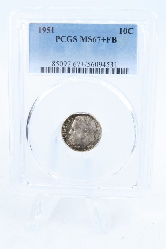 1951-P PCGS MS67+FB Roosevelt Dime Business Strike 10C