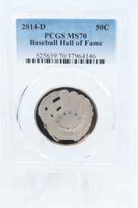 2014-D PCGS MS70 Baseball Hall Of Fame Modern Commemorative Half Dollar 50C