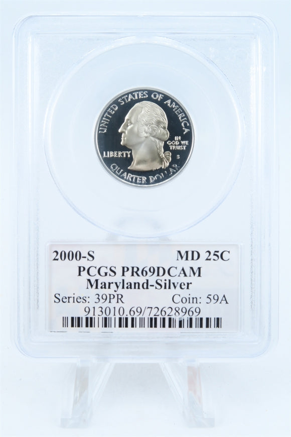 2000-S PCGS PR69DCAM Silver Maryland State Quarter Proof 25C