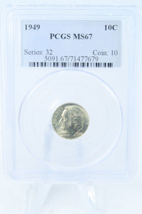 1949-P PCGS MS67 Roosevelt Dime Business Strike 10C