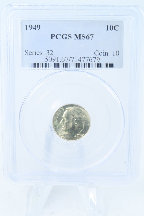1949-P PCGS MS67 Roosevelt Dime Business Strike 10C