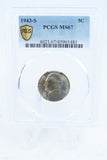 1943-S PCGS MS67 Jefferson War Nickel Business Strike 5C