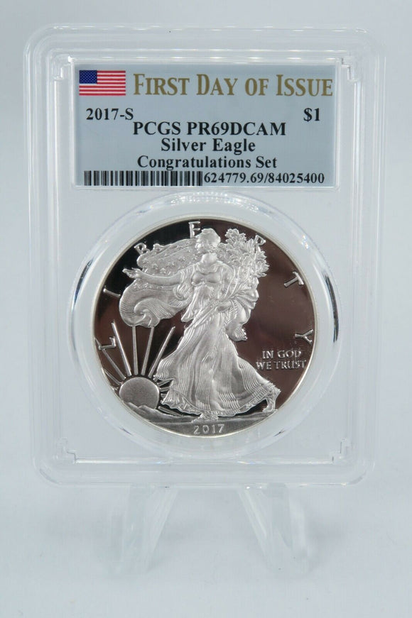 2017-S PCGS PR69DCAM American Silver Eagle Congratulations Set Proof