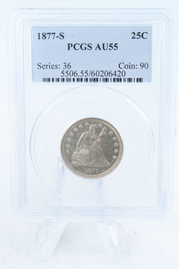 1877-S PCGS AU55 Liberty Seated Quarter Business Strike 25C