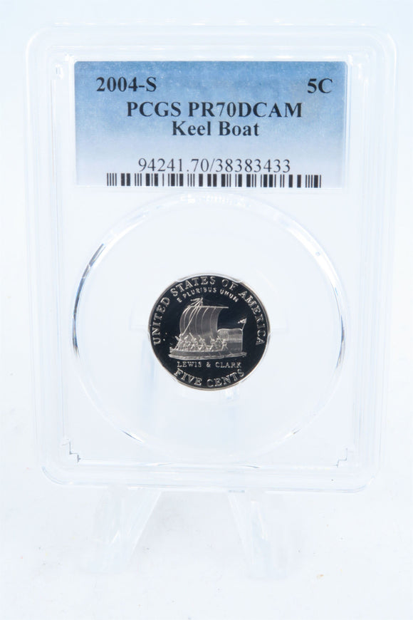 2004-S PCGS PR70DCAM Keel Boat Jefferson Nickel Proof 5C