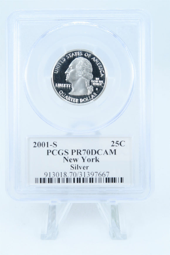 2001-S PCGS PR70DCAM Silver New York State Quarter Proof 25C