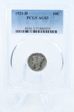 1921-D PCGS AG03 Mercury Dime Business Strike 10C