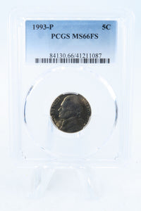 1993-P PCGS MS66FS Jefferson Nickel Full Steps Business Strike 5C