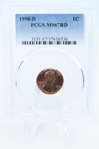 1998-D PCGS MS67RD Lincoln Memorial Cent Business Strike 1C