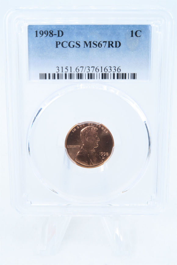 1998-D PCGS MS67RD Lincoln Memorial Cent Business Strike 1C