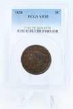 1838-P PCGS VF35BN Coronet Head Cent Business Strike 1C