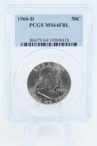 1960-D PCGS MS64FBL Franklin Half Dollar Full Bell Lines 50C