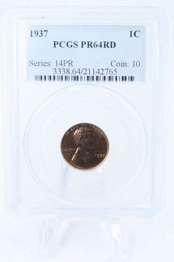 1937-P PCGS PR64RD Lincoln Wheat Cent Proof 1C