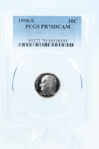 1990-S PCGS PR70DCAM Roosevelt Dime Proof 10C