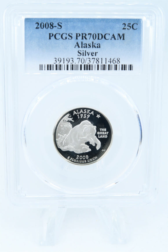 2008-S PCGS PR70DCAM Silver Alaska State Quarter Proof 25C