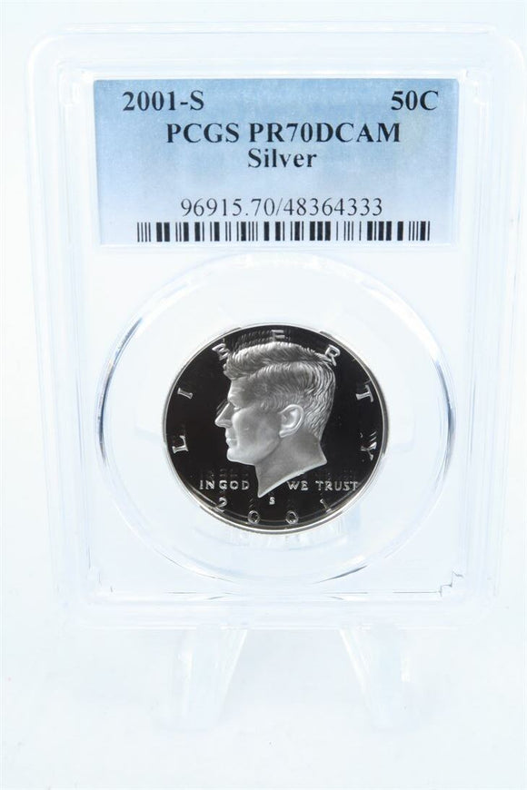 2001-S PCGS PR70DCAM Silver Kennedy Half Dollar Proof 50C