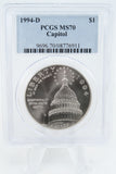 1994-D PCGS MS70 Capitol Silver Modern Commemorative Dollar