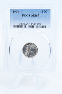 1936-P PCGS MS67 Mercury Dime Business Strike 10C