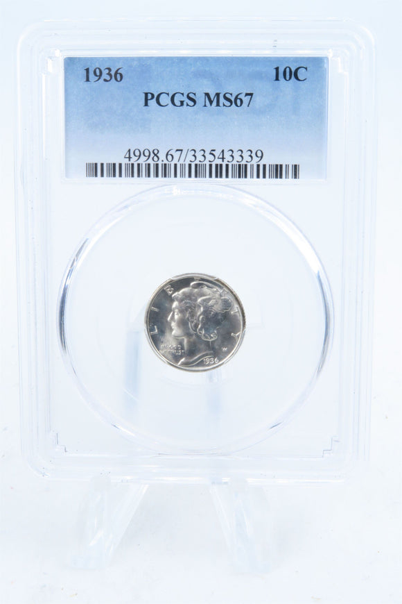1936-P PCGS MS67 Mercury Dime Business Strike 10C