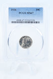 1936-P PCGS MS67 Mercury Dime Business Strike 10C