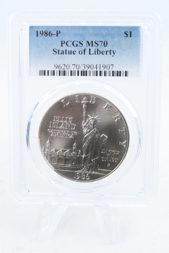 1986-P PCGS MS70 Statue Of Liberty Silver Modern Commemorative Dollar